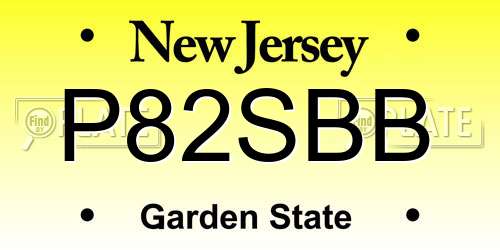 P82SBB New Jersey License Plate