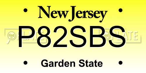 P82SBS New Jersey License Plate