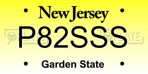 P82SSS New Jersey License Plate