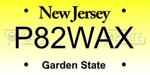 P82WAX New Jersey License Plate