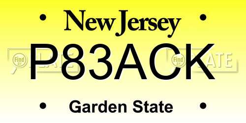 P83ACK New Jersey License Plate