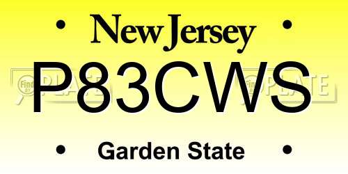 P83CWS New Jersey License Plate