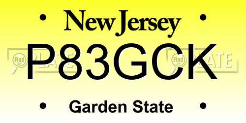 P83GCK New Jersey License Plate