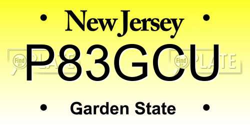 P83GCU New Jersey License Plate