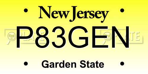P83GEN New Jersey License Plate