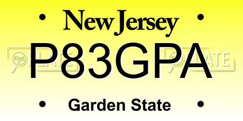 P83GPA New Jersey License Plate