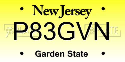 P83GVN New Jersey License Plate