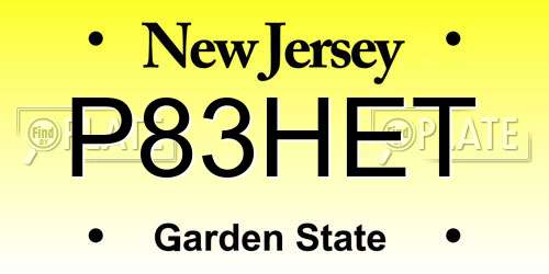 P83HET New Jersey License Plate
