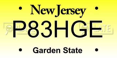 P83HGE New Jersey License Plate