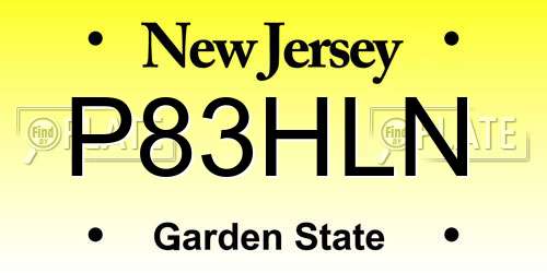 P83HLN New Jersey License Plate