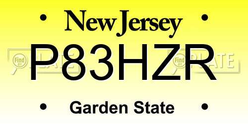 P83HZR New Jersey License Plate