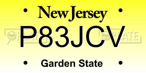 P83JCV New Jersey License Plate