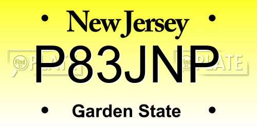 P83JNP New Jersey License Plate