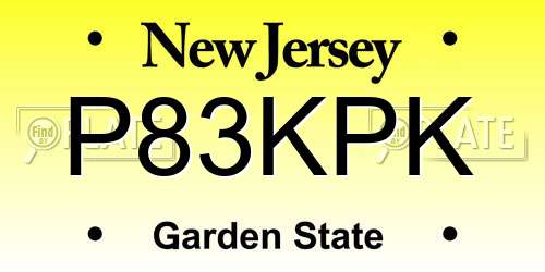 P83KPK New Jersey License Plate