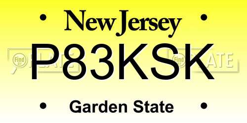 P83KSK New Jersey License Plate