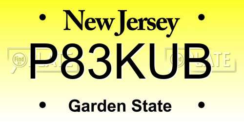 P83KUB New Jersey License Plate