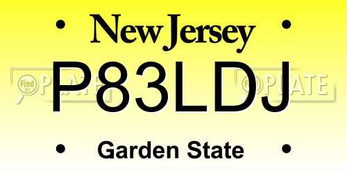 P83LDJ New Jersey License Plate