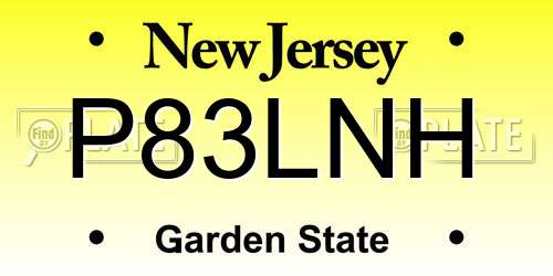 P83LNH New Jersey License Plate