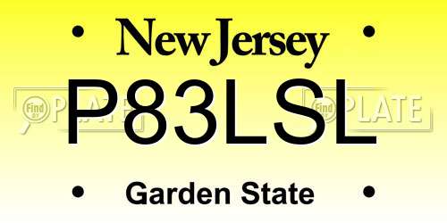 P83LSL New Jersey License Plate