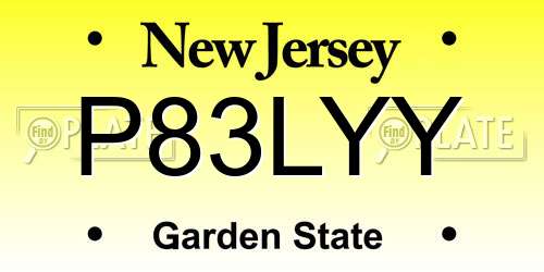 P83LYY New Jersey License Plate