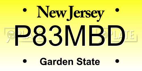 P83MBD New Jersey License Plate