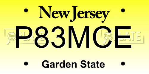 P83MCE New Jersey License Plate