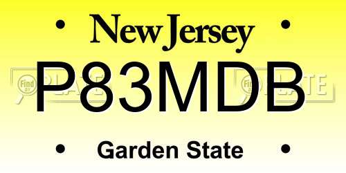P83MDB New Jersey License Plate