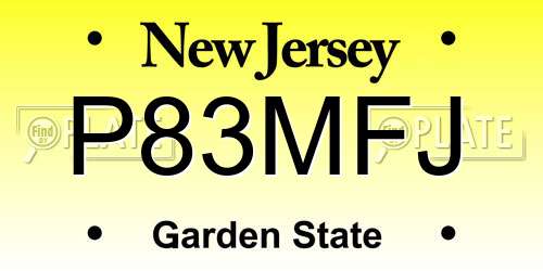 P83MFJ New Jersey License Plate