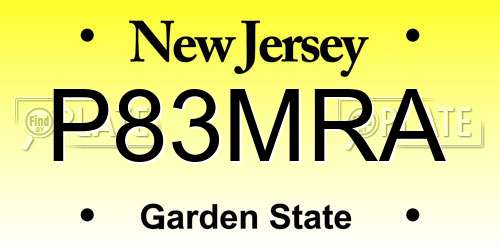 P83MRA New Jersey License Plate