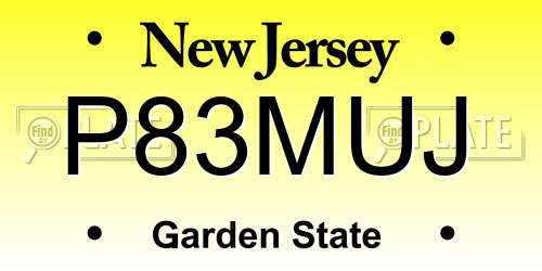 P83MUJ New Jersey License Plate
