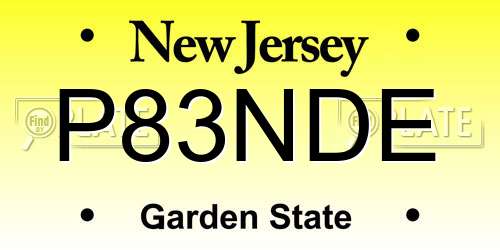 P83NDE New Jersey License Plate
