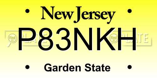 P83NKH New Jersey License Plate