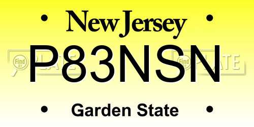 P83NSN New Jersey License Plate