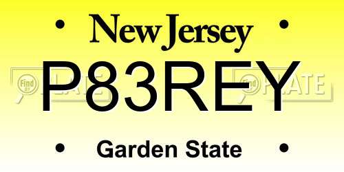 P83REY New Jersey License Plate