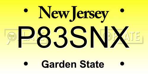 P83SNX New Jersey License Plate