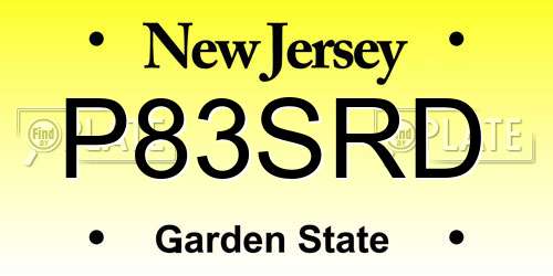 P83SRD New Jersey License Plate