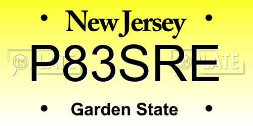 P83SRE New Jersey License Plate