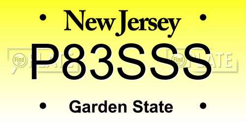 P83SSS New Jersey License Plate