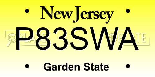 P83SWA New Jersey License Plate