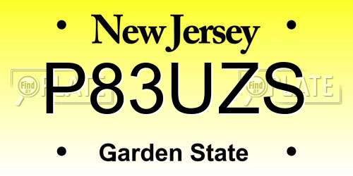 P83UZS New Jersey License Plate