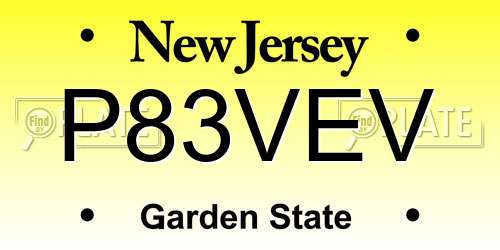 P83VEV New Jersey License Plate