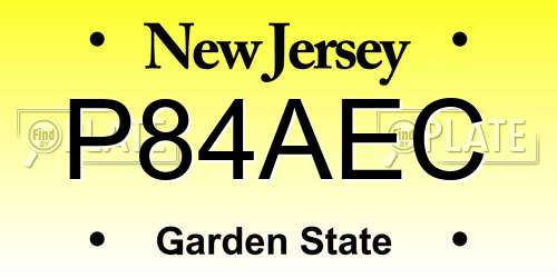 P84AEC New Jersey License Plate