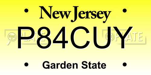 P84CUY New Jersey License Plate