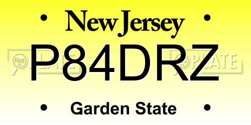 P84DRZ New Jersey License Plate