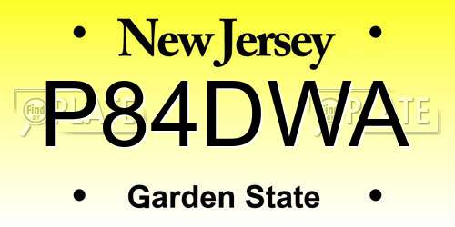 P84DWA New Jersey License Plate