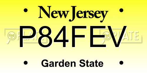 P84FEV New Jersey License Plate