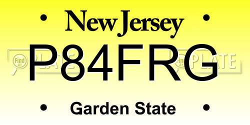 P84FRG New Jersey License Plate