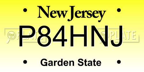 P84HNJ New Jersey License Plate