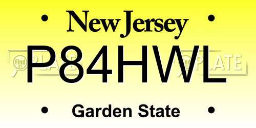 P84HWL New Jersey License Plate