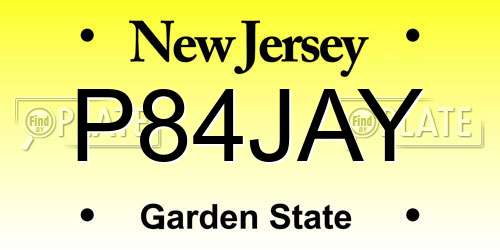 P84JAY New Jersey License Plate